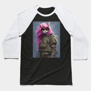 Soldier Cat - Modern Digital Art Baseball T-Shirt